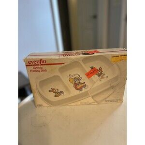 Vintage Evenflo Electric Baby Feeding Dish 2 Heated Portions 1 Cold Bunny Plate